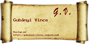 Gubányi Vince névjegykártya